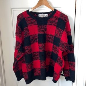 Vintage Gap Wool Red and Black Checkered Sweater